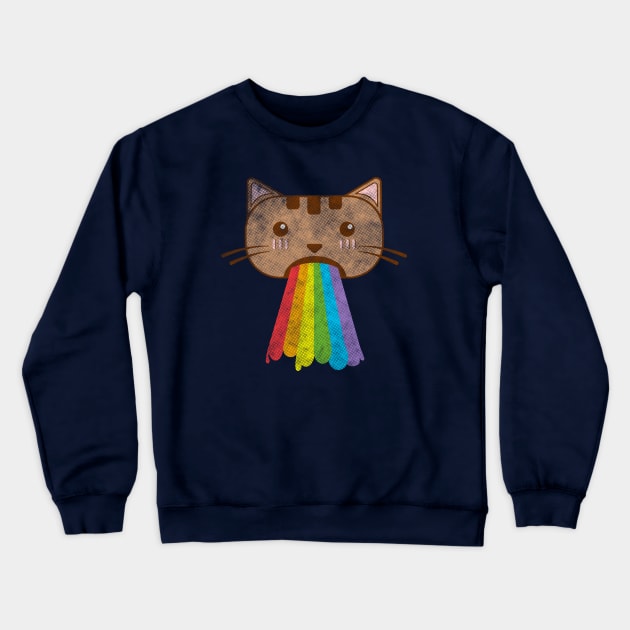 Vintage Rainbow Cat Vomit Crewneck Sweatshirt by theglaze